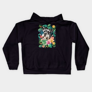 Tropical Salt and Pepper Schnauzer 3 Kids Hoodie